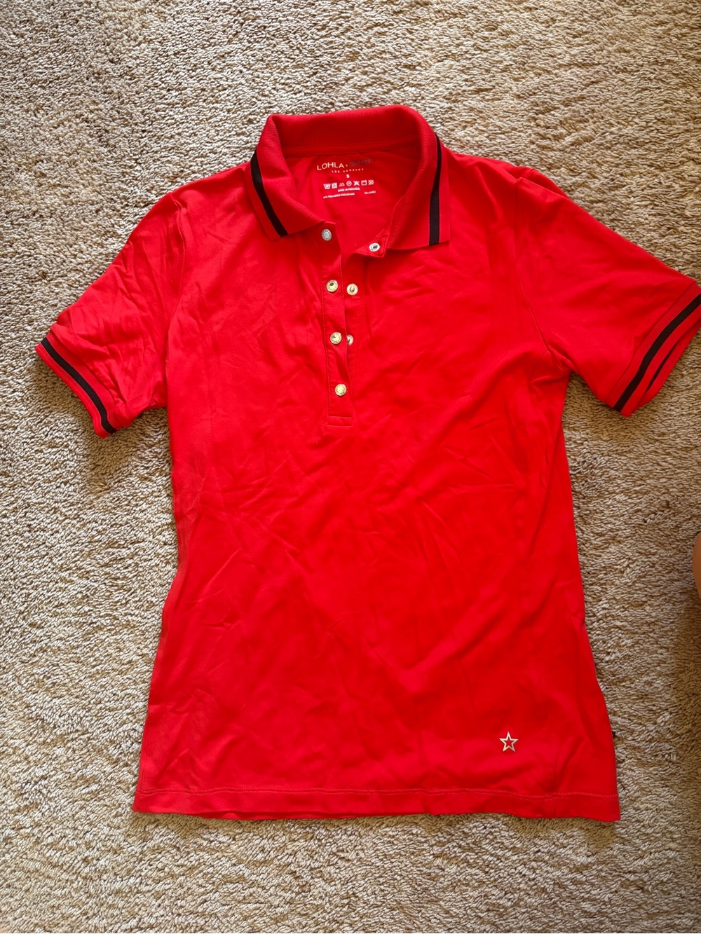 Lohla Sport golf Red Polo Shirt with black stripe collar org: $120